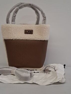 NWT Womens UGG Bia Mi I School Bag, Leather & Fur Style 1115839